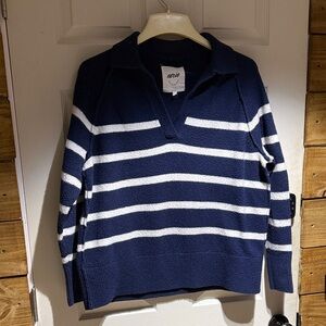 Aerie Navy and White Striped Pullover Size XXS